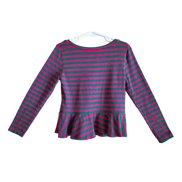 POLO RALPH LAUREN Girl's 6 Peplum Top Striped Green Pink Pony Logo Chest 24" - Picture 7 of 7